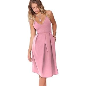 Backless V neck dress